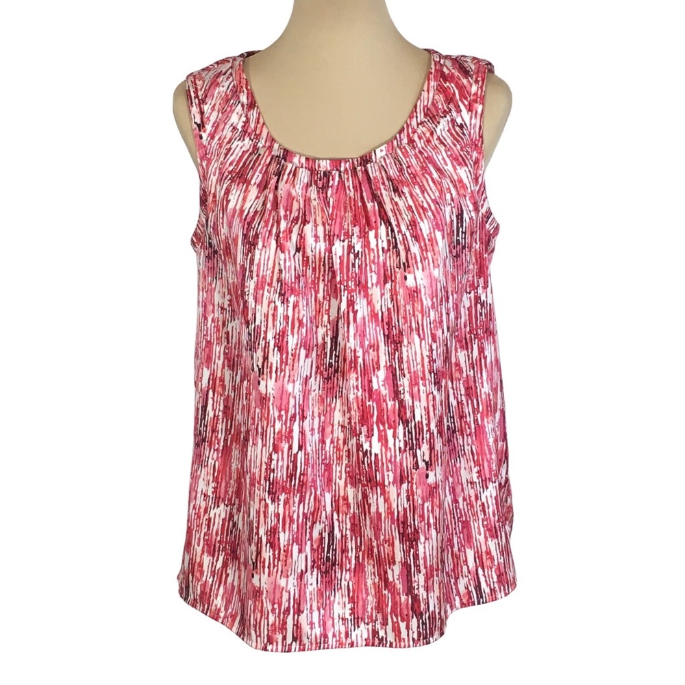 Studio Works Pink Ruffled Sleeveless Blouse, Women's Medium